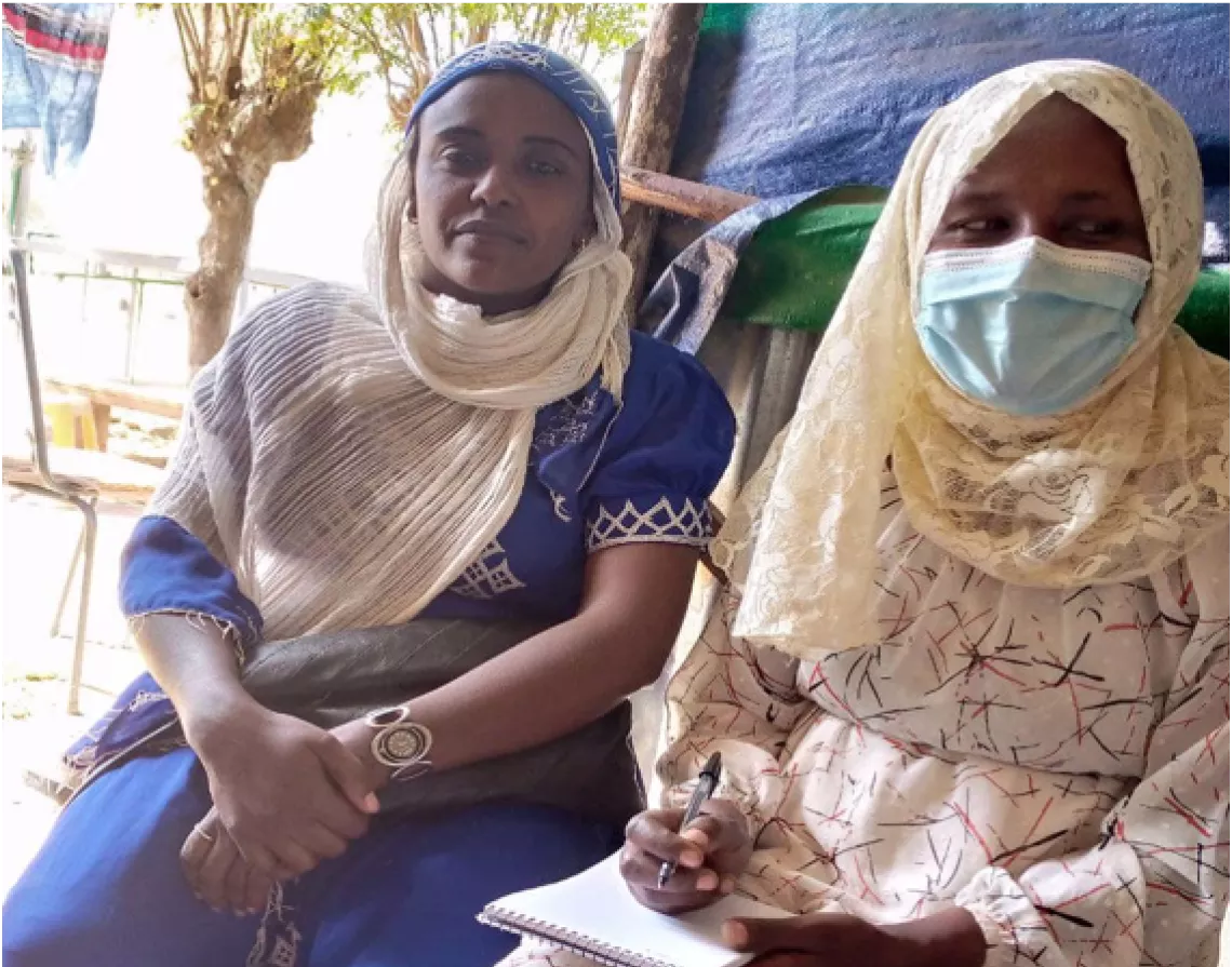 Two women during an interview about immunization practices in Oromia Ethiopia, 2021